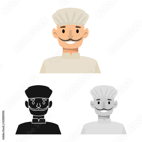 Vector design of man and confectioner icon. Set of man and hat stock symbol for web.