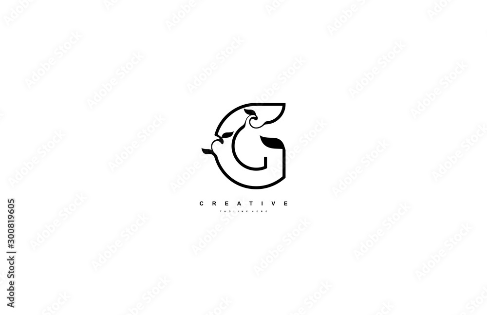 abstract stylized linear curve flourishes monogram G Logo abstract stylized linear curve flourishes monogram G Logo