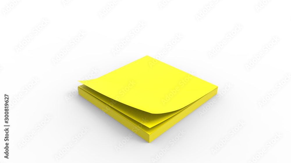 3d rendering of a stack of sticky notes isolated in white background 3d rendering of a stack of sticky notes isolated in white background