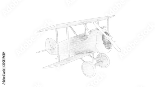 3d rendering of a world war 1 bi plane isolated in white background
