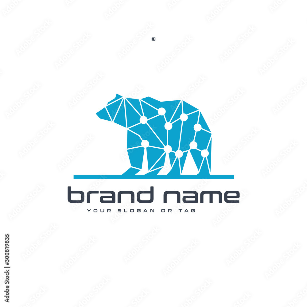 bear technology logo design vector template white background bear technology logo design vector template white background