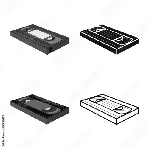 Vector design of videotape and tape icon. Web element of videotape and cassette stock symbol for web.