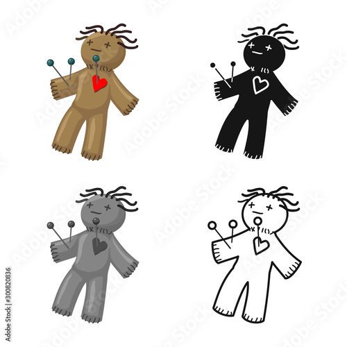 Vector illustration of voodoo and doll symbol. Web element of voodoo and puppet stock symbol for web.