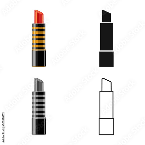 Vector illustration of pomade and lipstick sign. Web element of pomade and lipgloss stock vector illustration.