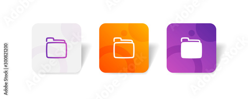 Folder round icon in outline and solid style with colorful smooth gradient background, suitable for UI, app button,  infographic, etc