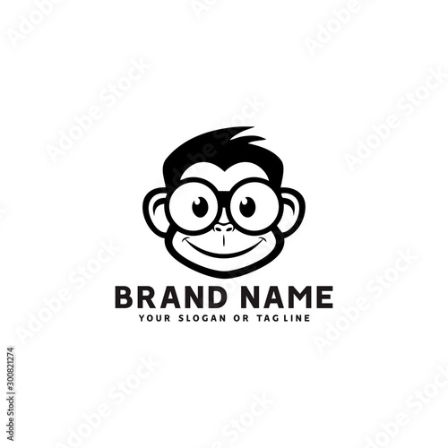 monkey logo design vector template white background