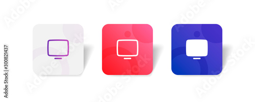 Monitor screen round icon in outline and solid style with colorful smooth gradient background, suitable for UI, app button,  infographic, etc