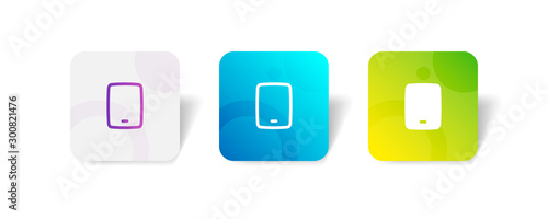 Smartphone round icon in outline and solid style with colorful smooth gradient background, suitable for UI, app button,  infographic, etc
