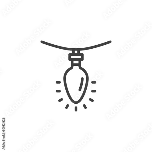 Christmas lights line icon. linear style sign for mobile concept and web design. Xmas garland lamp outline vector icon. Symbol, logo illustration. Vector graphics