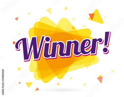 Banner with text Winner. Bright design. Vector illustration