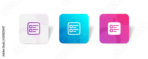 Menu round icon in outline and solid style with colorful smooth gradient background, suitable for UI, app button,  infographic, etc