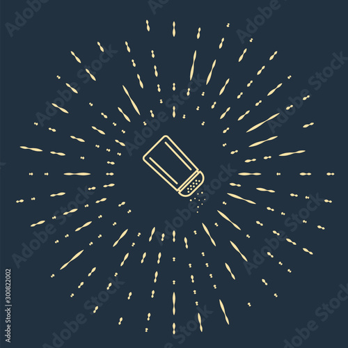 Beige Salt and pepper icon isolated on dark blue background. Cooking spices. Abstract circle random dots. Vector Illustration