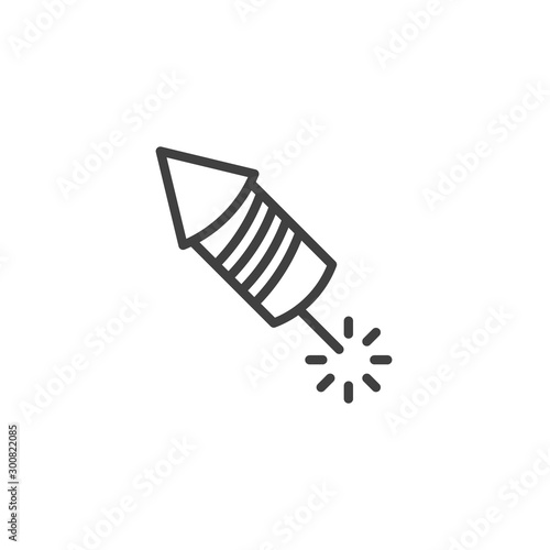 Fireworks rocket line icon. linear style sign for mobile concept and web design. Firecracker, explosive outline vector icon. Symbol, logo illustration. Vector graphics
