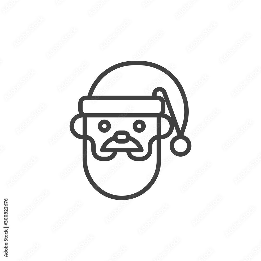 Santa Claus head line icon. linear style sign for mobile concept and web design. Bearded Santa Clause with hat outline vector icon. Symbol, logo illustration. Vector graphics Santa Claus head line icon. linear style sign for mobile concept and web design. Bearded Santa Clause with hat outline vector icon. Symbol, logo illustration. Vector graphics