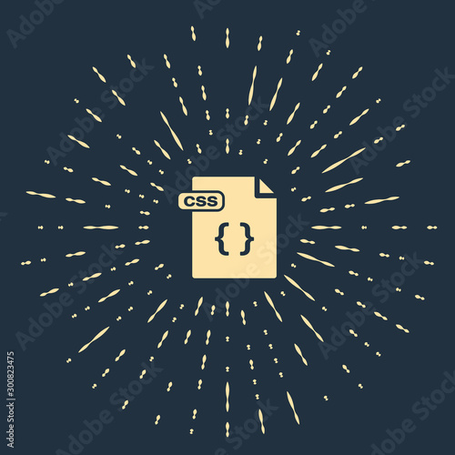 Beige CSS file document. Download css button icon isolated on dark blue background. CSS file symbol. Abstract circle random dots. Vector Illustration