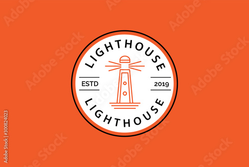 Modern simple lighthouse coastal beach logo design vector graphic