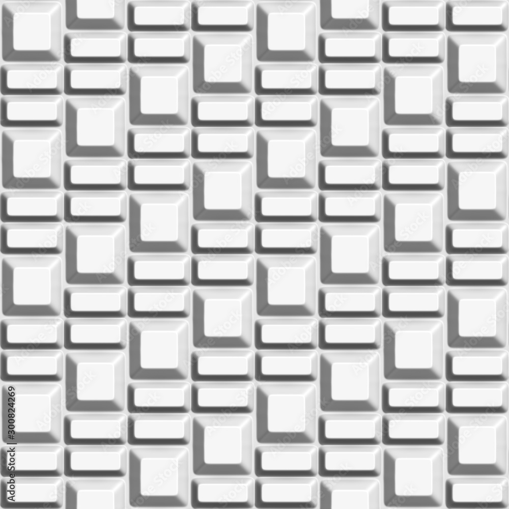 Fototapeta premium Geometric 3D white background. Seamless pattern. Rendering illustration.