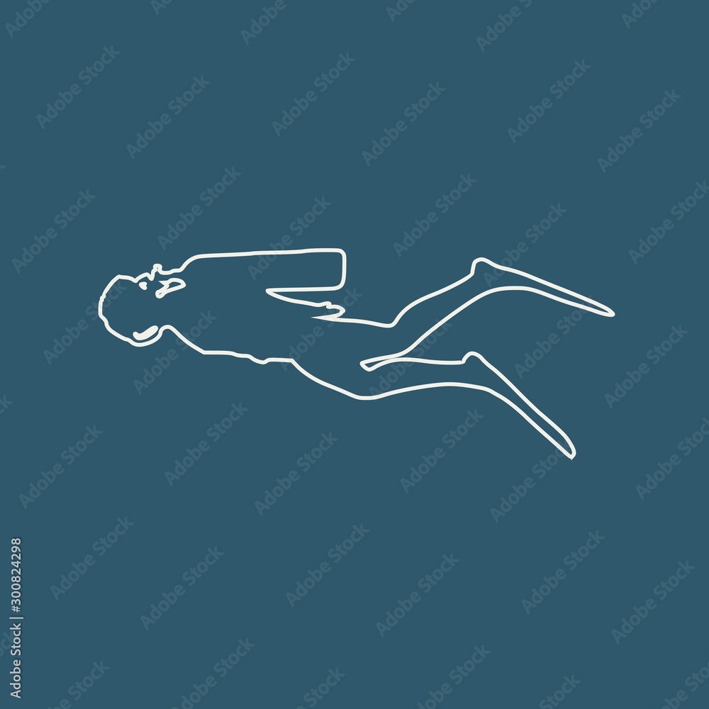 Silhouette of diver. Outline web icon of diver. The concept of sport diving. Silhouette of diver. Outline web icon of diver. The concept of sport diving.