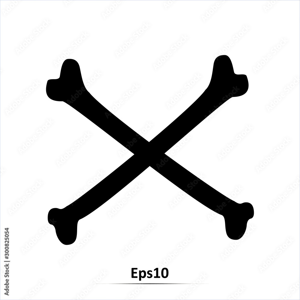 Crossbones icon. Vector Illustration. Icon isolated on white background Crossbones icon. Vector Illustration. Icon isolated on white background