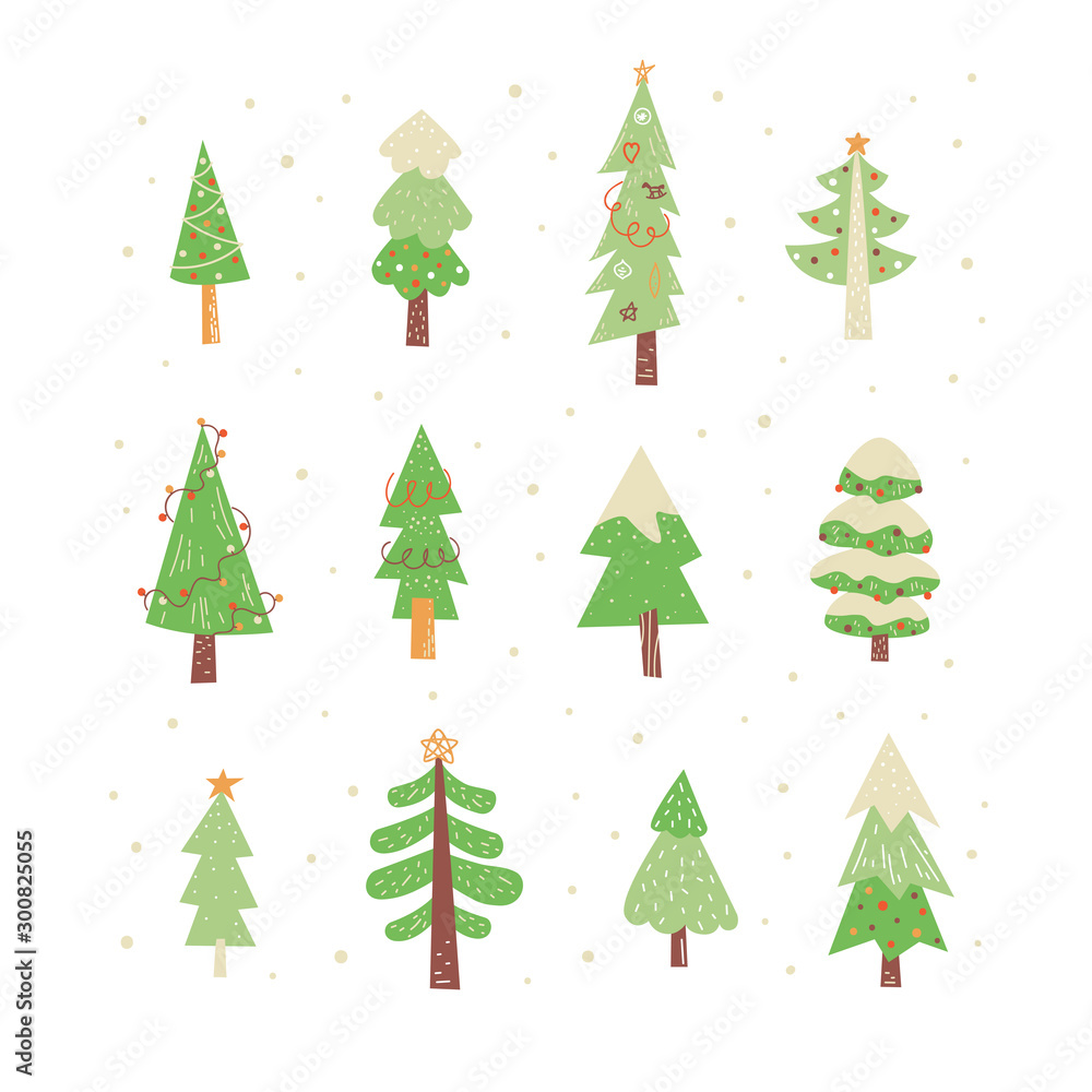 Set of hand drawn cute Christmas template Set of hand drawn cute Christmas template