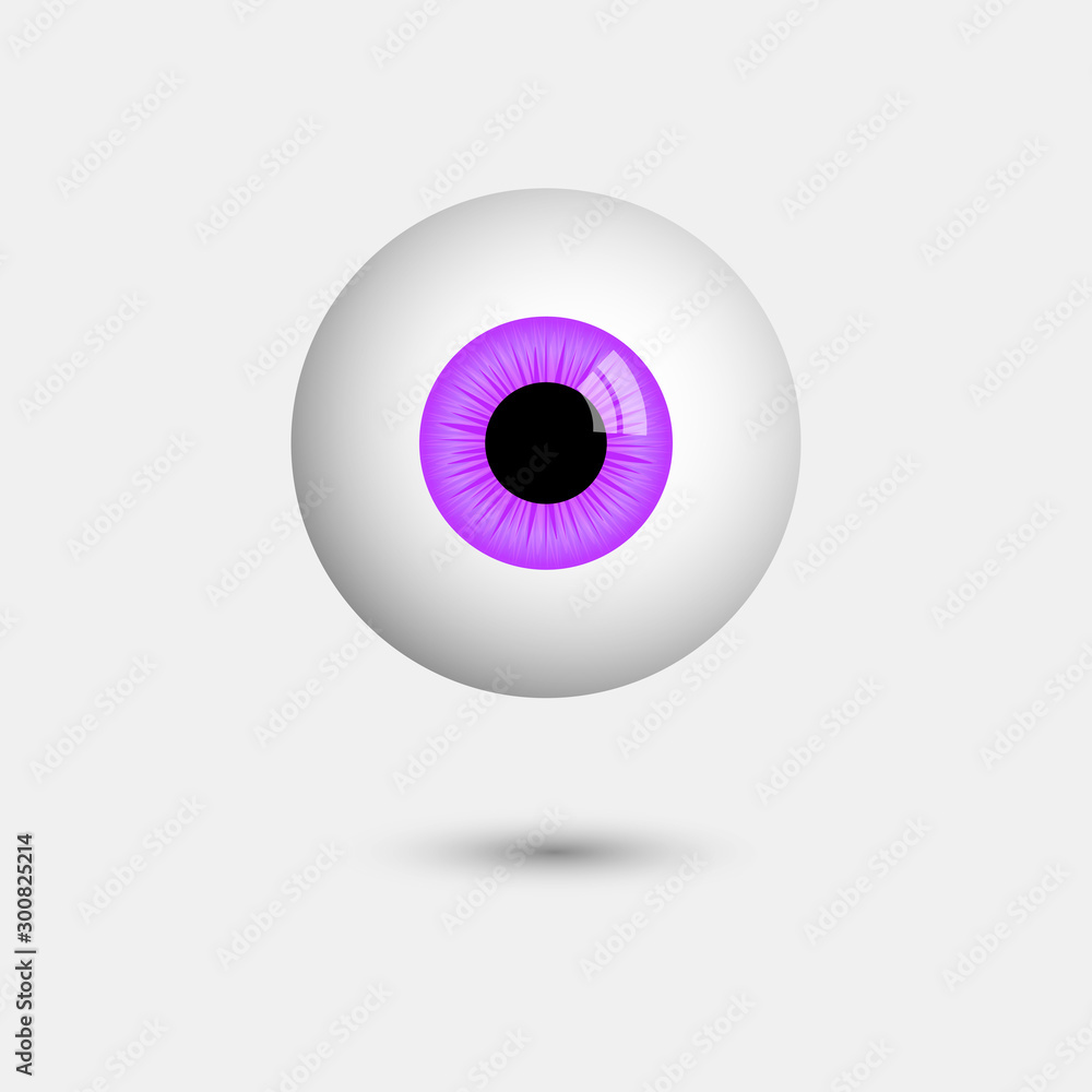 Funny Halloween greeting card monster Violet eyes. Vector isolated illustration on white background with shadow Funny Halloween greeting card monster Violet eyes. Vector isolated illustration on white background with shadow