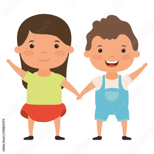cute little kids couple comic characters