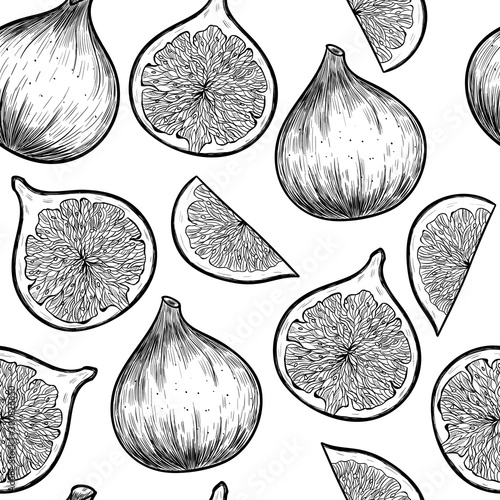 Sweet figs. Vector seamless pattern. Vintage style