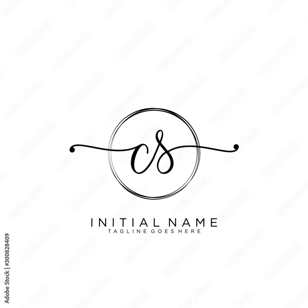 CS Initial handwriting logo with circle template vector. CS Initial handwriting logo with circle template vector.