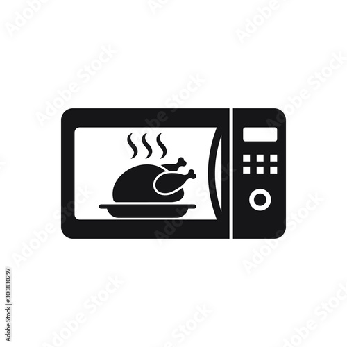 Microwave oven sign icon. Roast chicken. Kitchen electric stove symbol.
