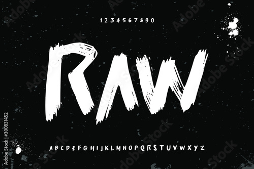 raw brush stroke handwritten alphabet vector sans serif font design