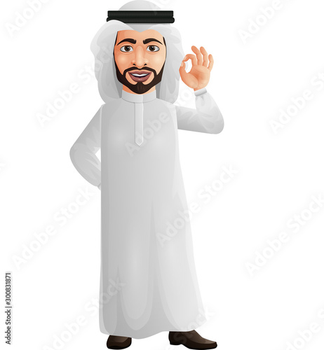 Arab businessman showing OKAY/OK sign