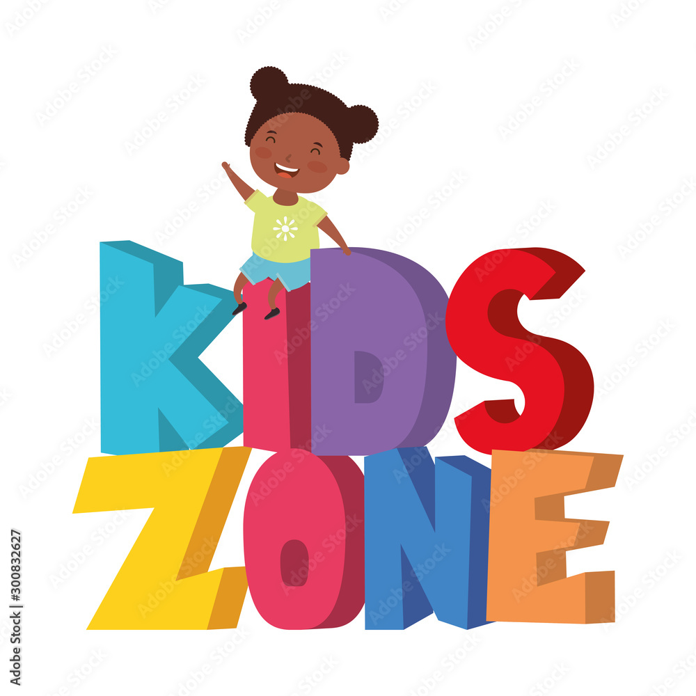 cute little afro girl with kids zone words cute little afro girl with kids zone words