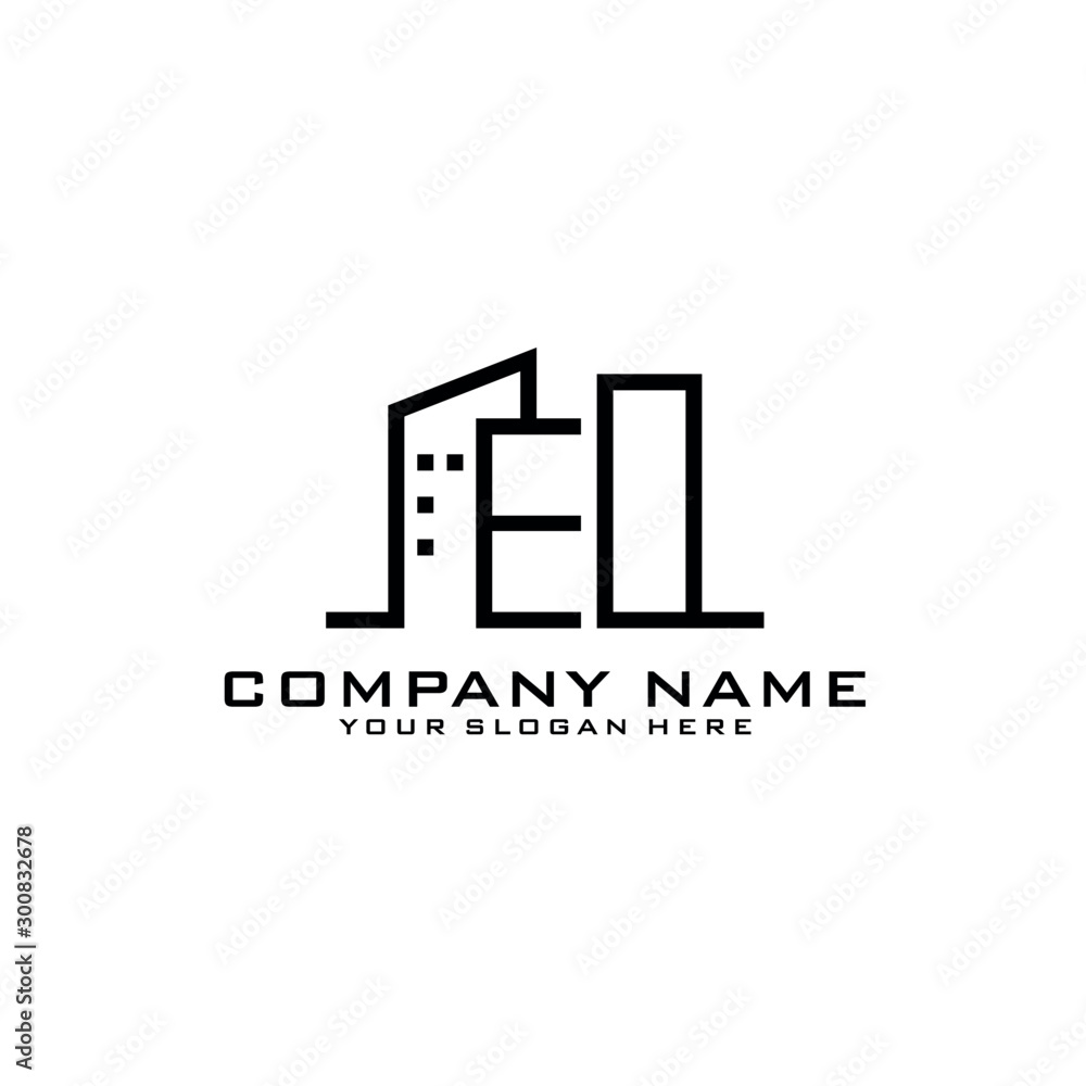 Letter EO With Building For Construction Company Logo Letter EO With Building For Construction Company Logo