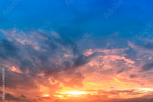 Beautiful sky and colorful clouds at sunset
