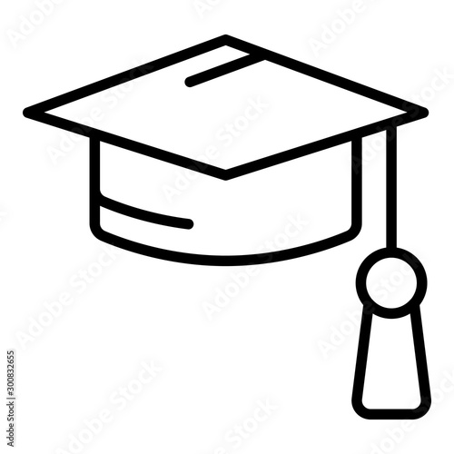 Academic hat icon. Outline academic hat vector icon for web design isolated on white background