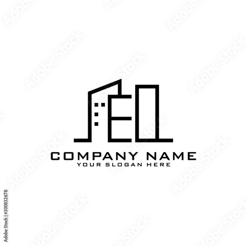 Letter EO With Building For Construction Company Logo