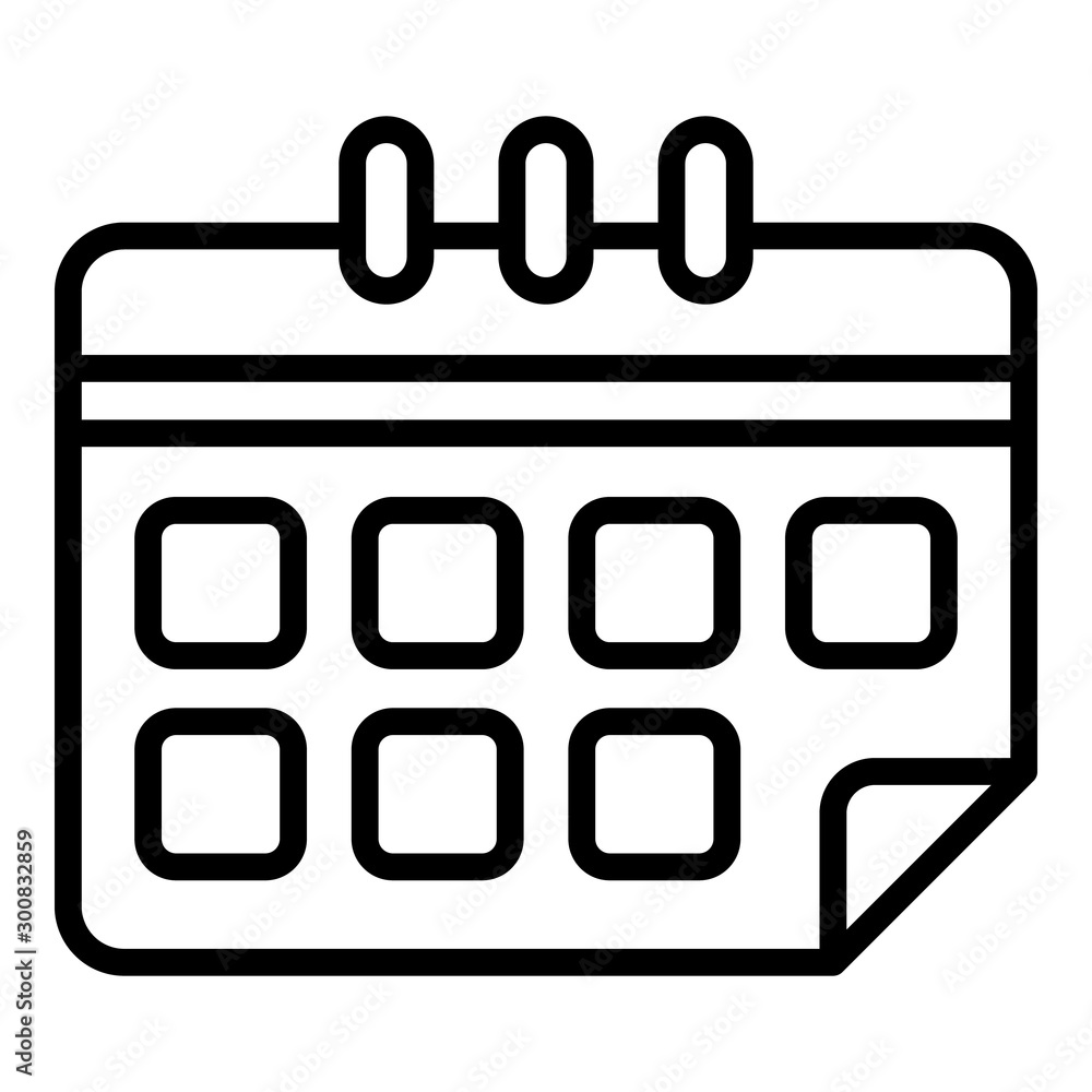 Training calendar icon. Outline training calendar vector icon for web design isolated on white background Training calendar icon. Outline training calendar vector icon for web design isolated on white background