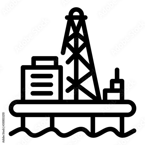 Offshore oil production icon. Outline offshore oil production vector icon for web design isolated on white background