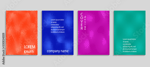 Minimal abstract vector halftone cover design template. Future geometric gradient background. Vector templates for placards, banners, flyers, presentations and reports