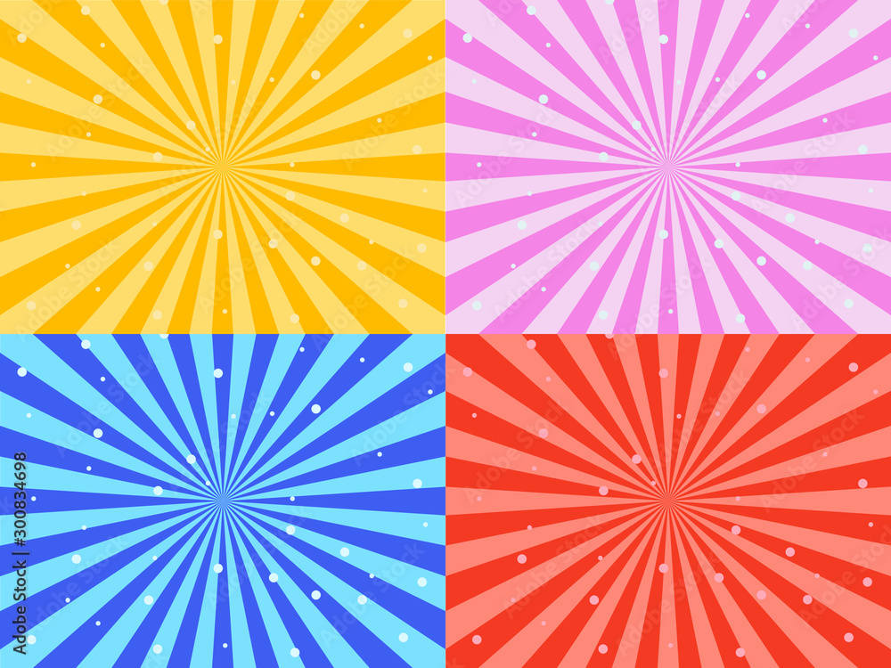 Set Sunburst Pattern Background. Vector Illustration