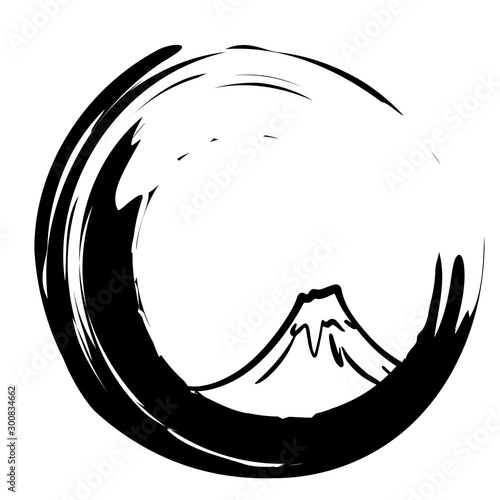 富士山の手描きイラスト素材　ベクター　縁起物　正月