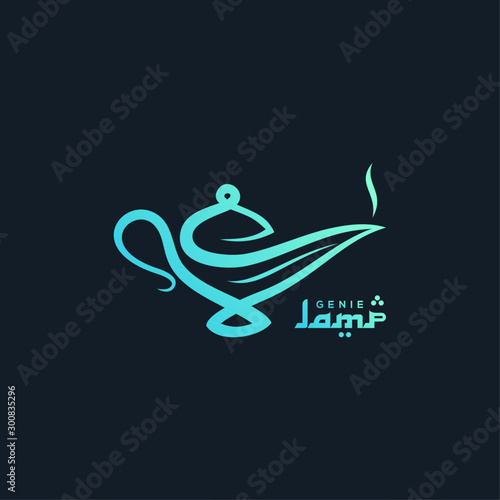 genie lamp logo blue black
