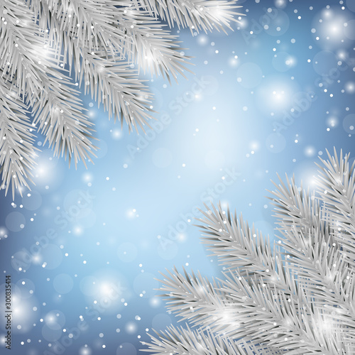 Winter fir tree and snow natural template