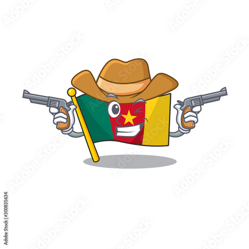 flag cameroon cartoon in character shape cowboy