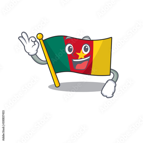 cartoon okay smiling flag cameroon on character