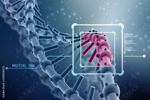 3d render of dna structure, abstract background photo