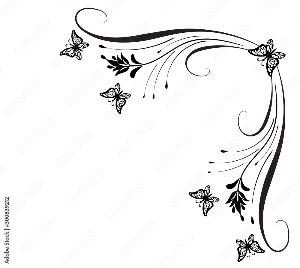Premium Vector  Beautiful butterfly and floral ornamental decoration