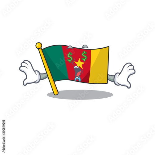 money eye flag cameroon above the table cartoon