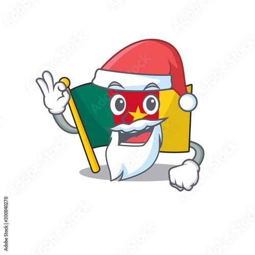 flag cameroon santa claus above the table cartoon