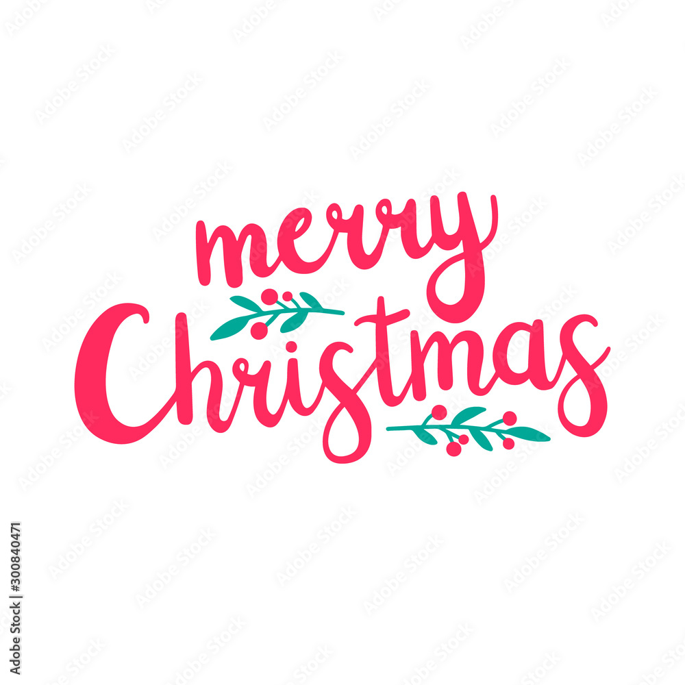 Merry Christmas. Vector lettering for your design. Isolated on white background.